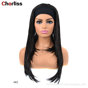 High Quality Black Light Blonde AfroTurban Braiding Ponytail Wigs Headban Synthetic Hair Wigs With Headband Attached For Woman